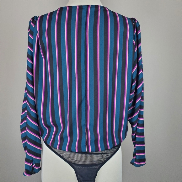 Astr The Label Stripe Wrap Bodysuit Top - Picture 3 of 8